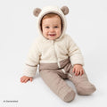 Midimod Hooded Zip-Up Soft Fleece Baby Pramsuit (1-3 Months to 12 Months) - Ecru