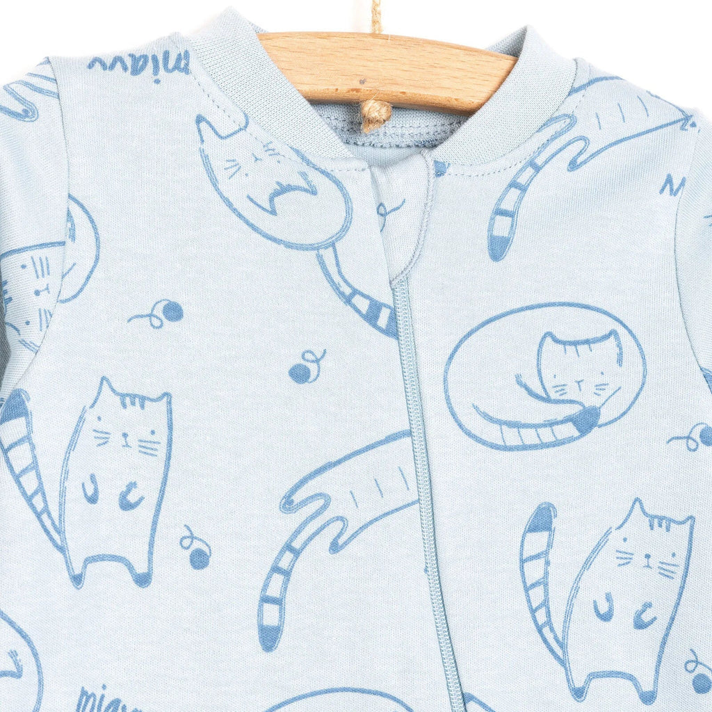 Bebetto Cat Motif Zip-Up Footless Baby Sleepsuit (3 Months to 3 Years)