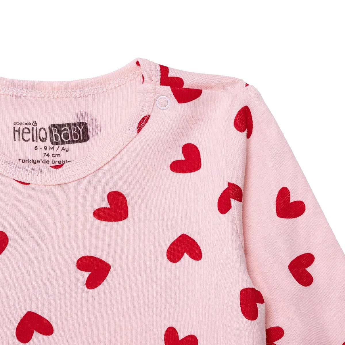 HelloBaby 2 Pack Heart Print Long Sleeve Baby Bodysuits (1-3 Months to 2-3 Years)