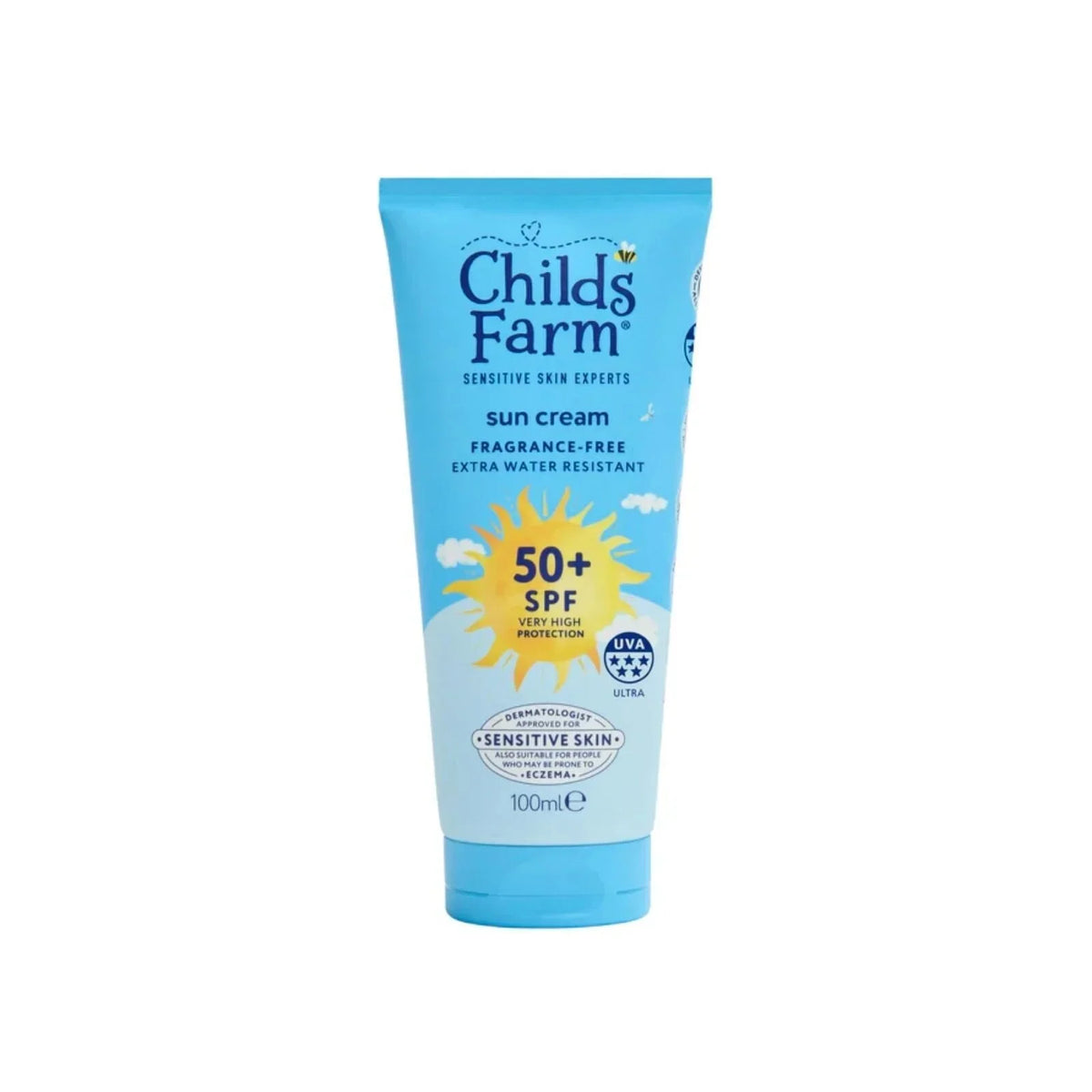 Childs Farm SPF 50+ Sun Cream Fragrance Free Sunscreen for Kids & Sensitive Skin 100ml