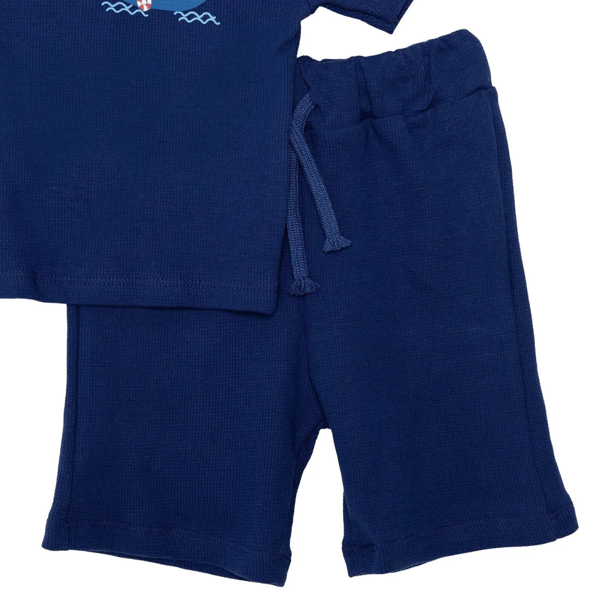 HelloBaby Short Sleeve Waffle Baby T-Shirt & Shorts Set (6-9 Months to 4-5 Years) - Navy Blue