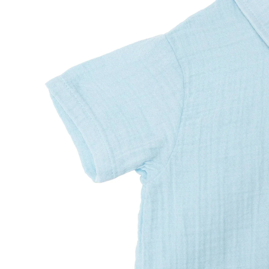 HelloBaby Turn-Up Muslin Baby Shirt & Shorts Set (6-9 Months to 4-5 Years) - Blue