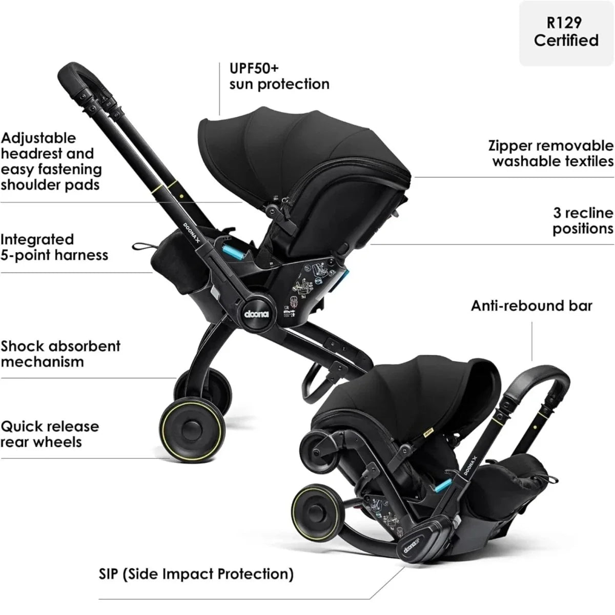 Doona X Infant Car Seat & Stroller - Nitro Black