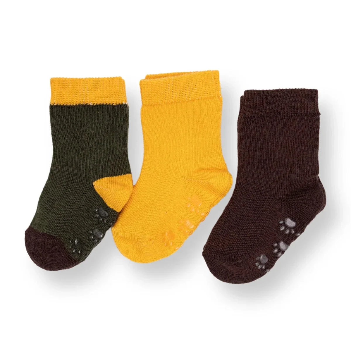 HelloBaby 3 Pack Non-Slip Baby Socks (Newborn to 4-5 Years) - Khaki
