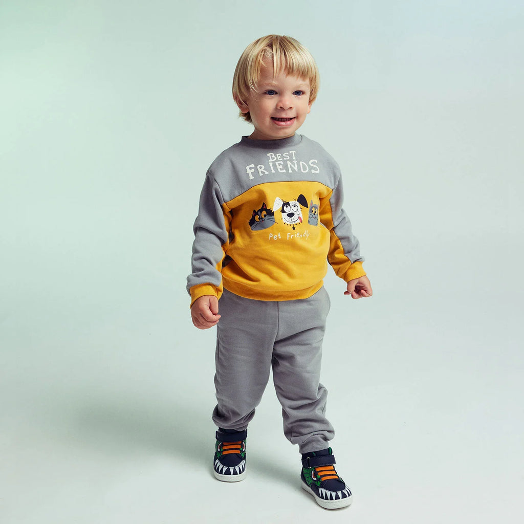 HelloBaby "Best Friends" Slogan Brushed Baby Sweatshirt & Joggers Set (3-6 Months to 4-5 Years)