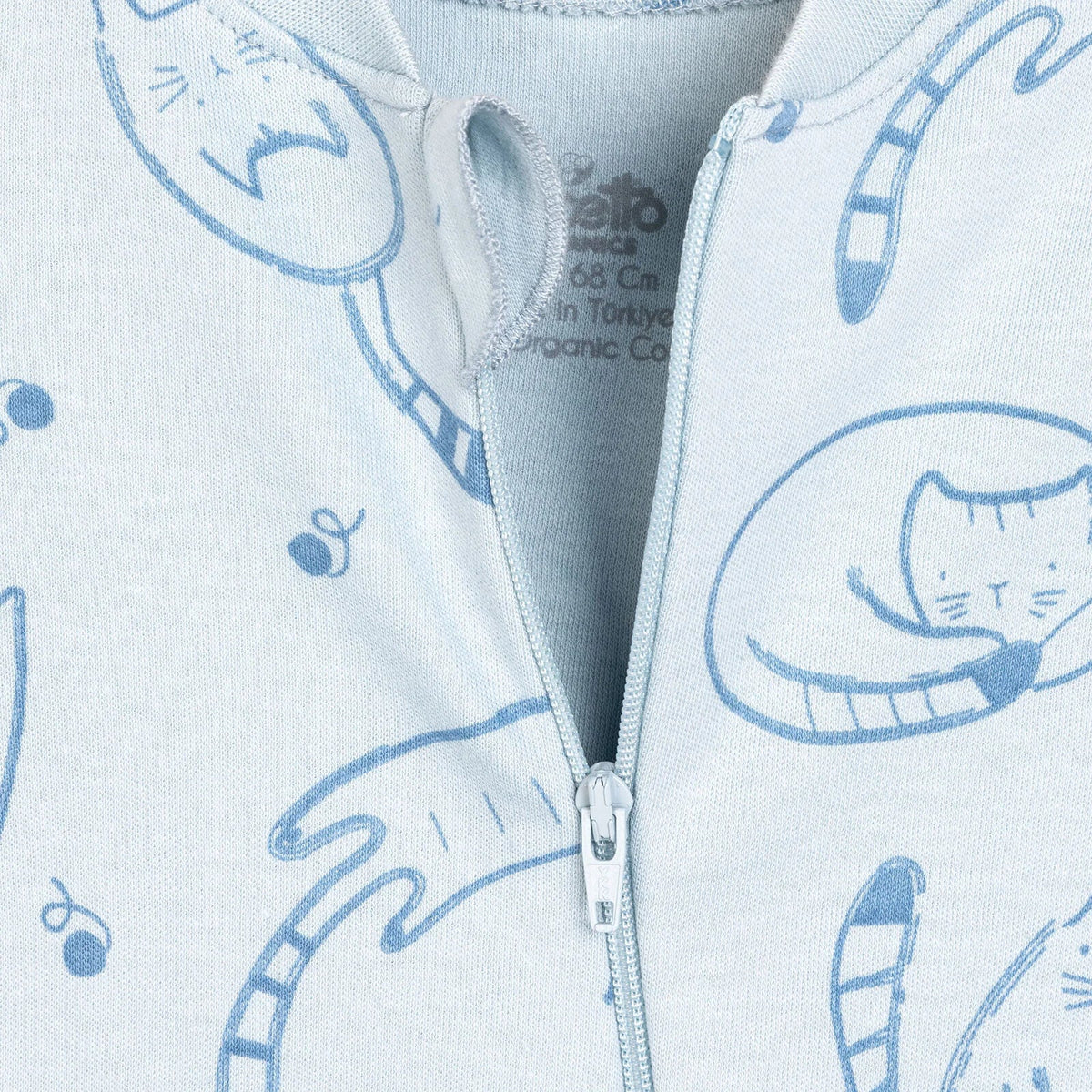 Bebetto Cat Motif Zip-Up Footless Baby Sleepsuit (3 Months to 3 Years)