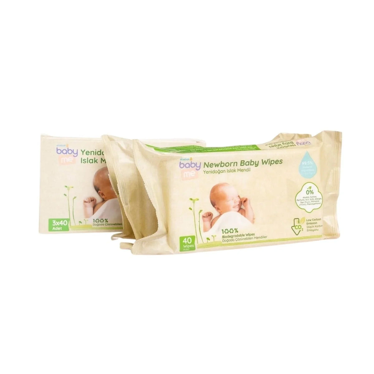 baby me Newborn Baby Biodegradable Wipes 3x40 pcs