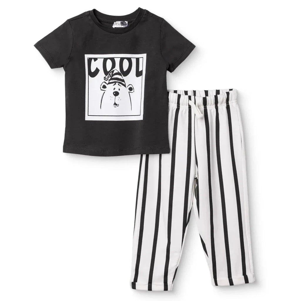 HelloBaby Short Sleeve Jersey Baby T-Shirt & Trousers Set (6-9 Months to 4-5 Years) - Anthracite