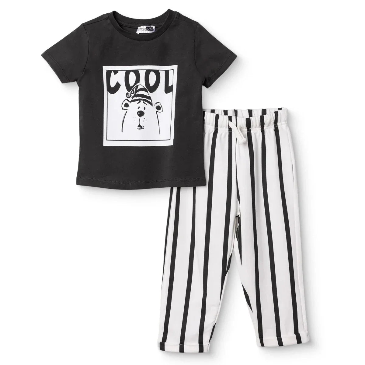 HelloBaby Short Sleeve Jersey Baby T-Shirt & Trousers Set (6-9 Months to 4-5 Years) - Anthracite
