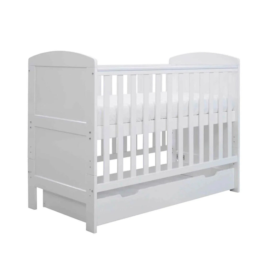 Ickle Bubba Coleby Mini Cot Bed & Under Drawer White - Fibre Mattress