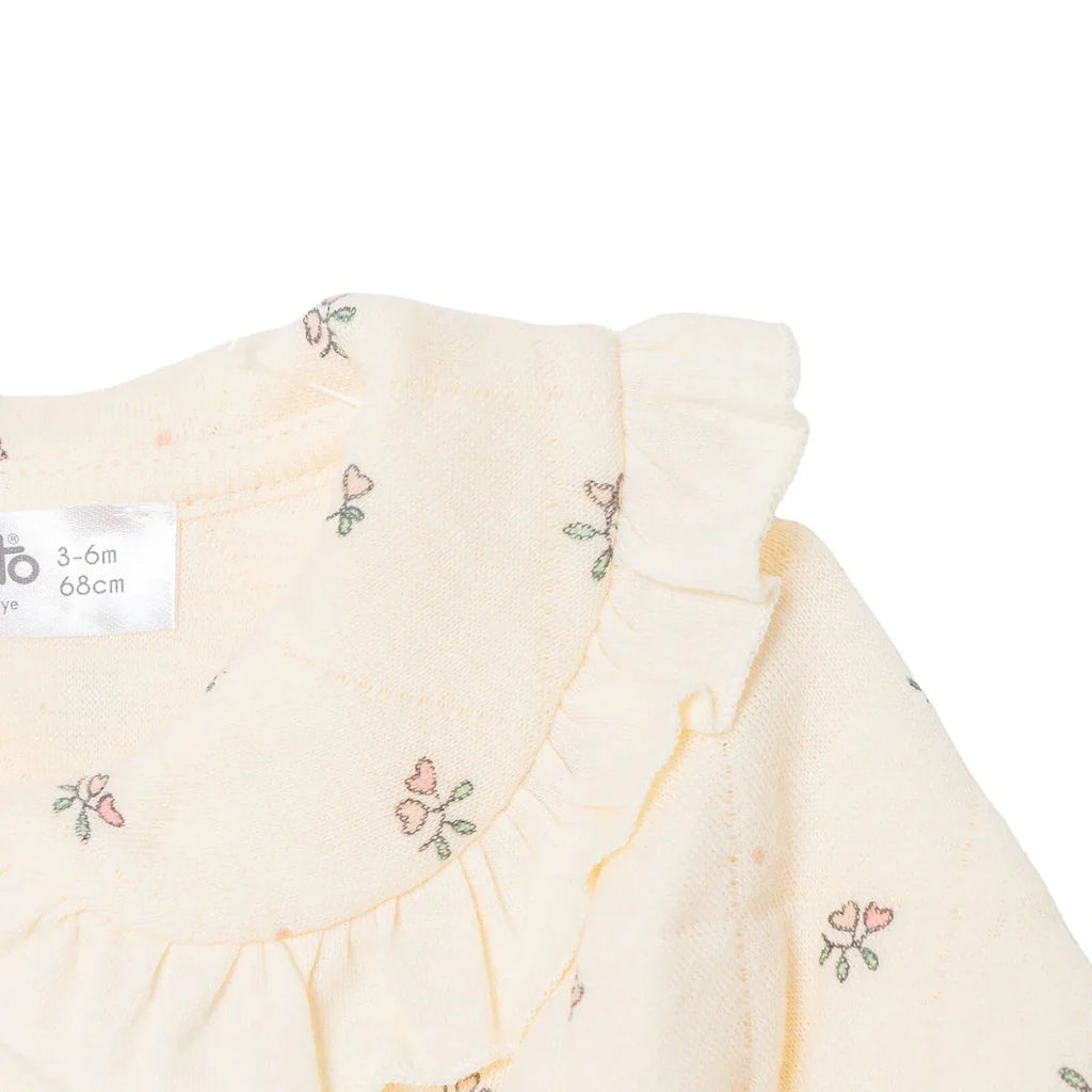 Bebetto Quilted Long Sleeve Baby Sleepsuit with Feet (Newborn to 6-9 Months) - Ecru