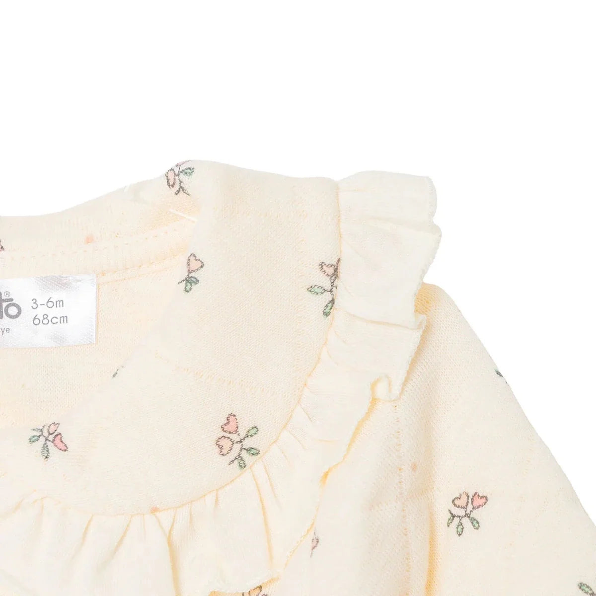 Bebetto Quilted Long Sleeve Baby Sleepsuit with Feet (Newborn to 6-9 Months) - Ecru