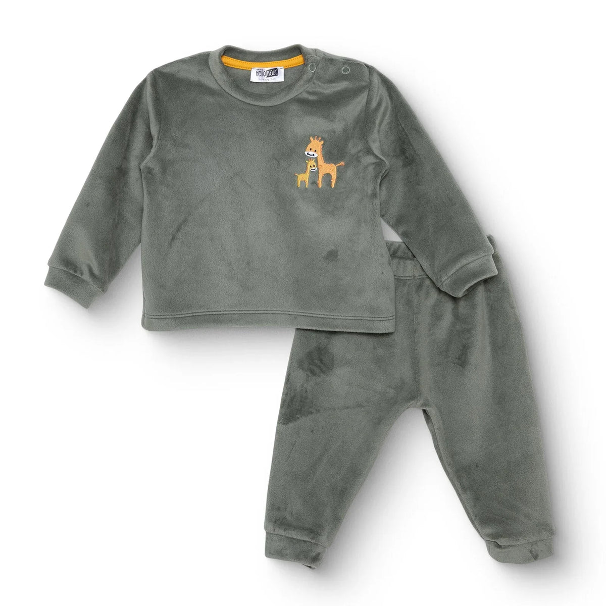 HelloBaby Snap Fastening Velour Long Sleeve Baby Pyjama Set (3-6 Months to 4 Years)