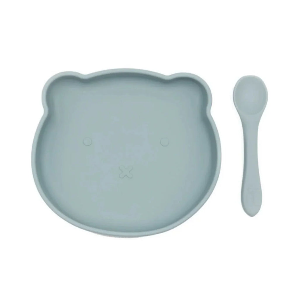 BLW Essentials Bear Plate and Spoon - Dusky Blue