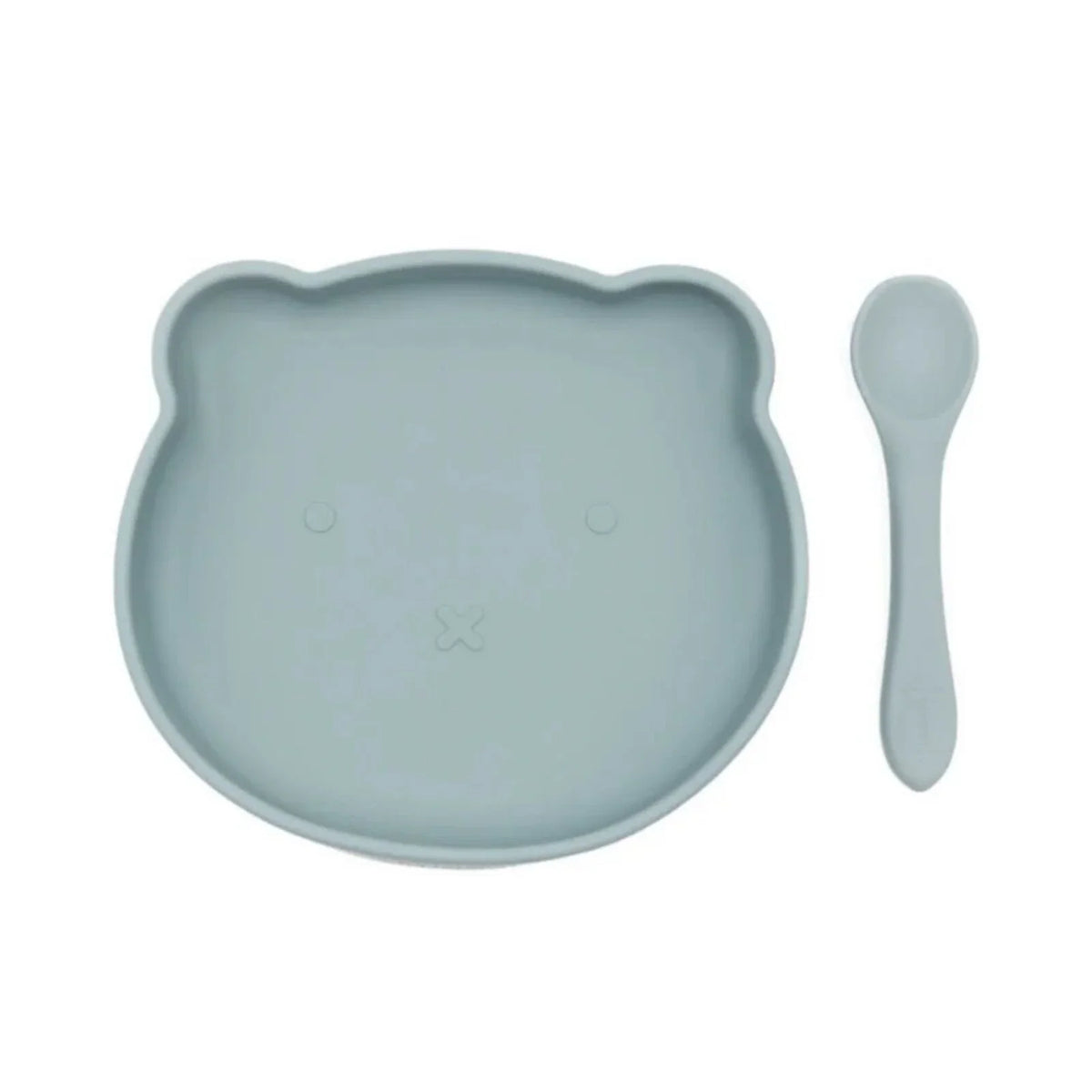 BLW Essentials Bear Plate and Spoon - Dusky Blue