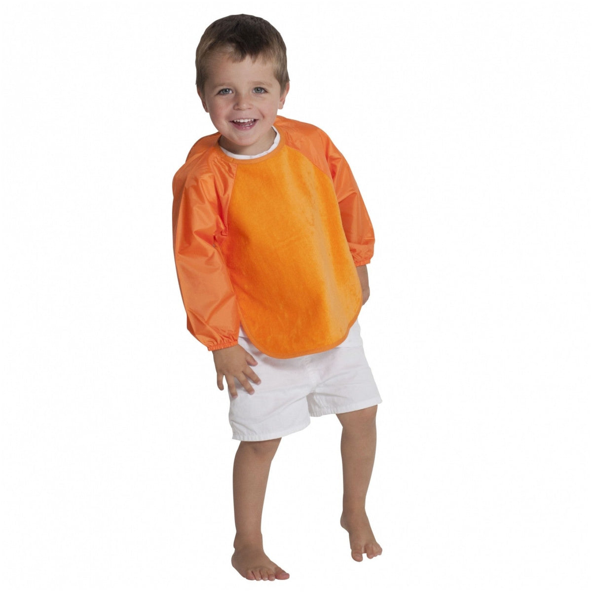 2 PACK - Mum 2 Mum Long Sleeved Wonder Bibs LARGE 18m - 3 years - Orange & Navy