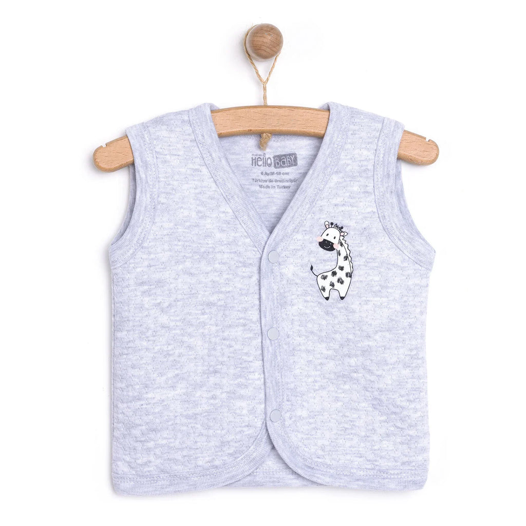 HelloBaby Giraffe Motif Snap Fastening Quilted Baby Gilet (3 Months to 2 Years)