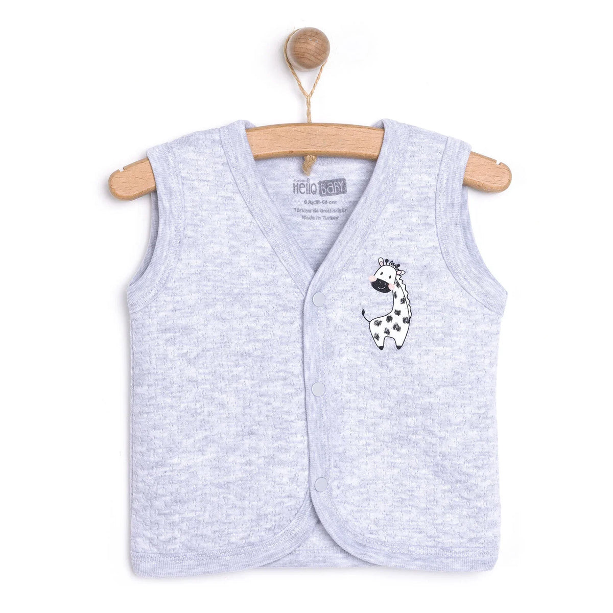 HelloBaby Giraffe Motif Snap Fastening Quilted Baby Gilet (3 Months to 2 Years)