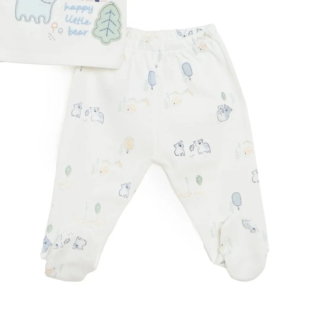 Aziz Bebe 5 Piece Happy Little Bear Print Envelope Neck Baby Hospital Bag Set (Newborn)