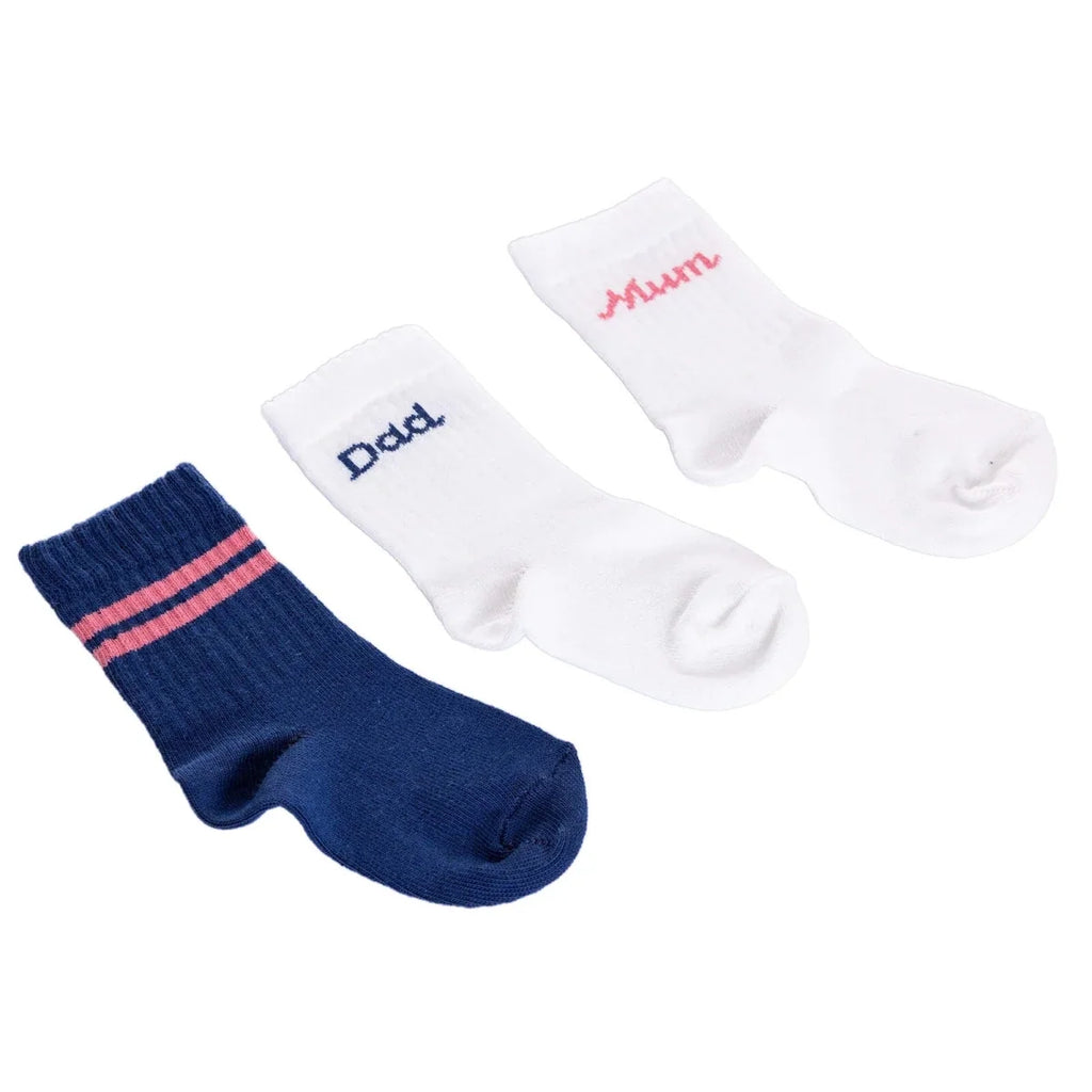 HelloBaby 3 Pack Mummy & Daddy Print Ankle Baby Socks (Newborn to 3-4 Years)