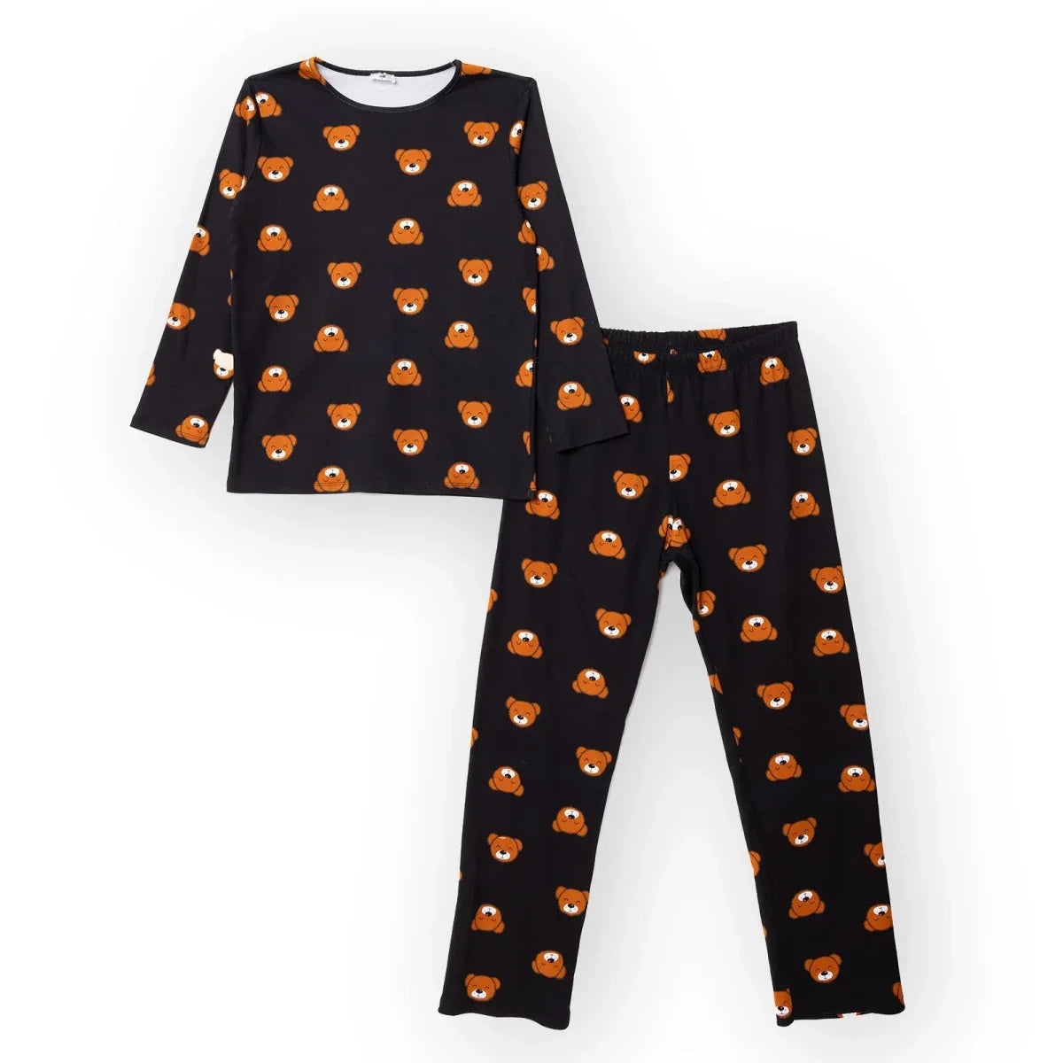 Baby Mom Bear Print Long Sleeve Women's Maternity Pyjama Set (S to 2XL) - Black