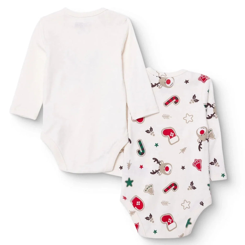 HelloBaby 2 Pack Festive Print Long Sleeve Baby Bodysuits (1-3 Months to 2-3 Years)