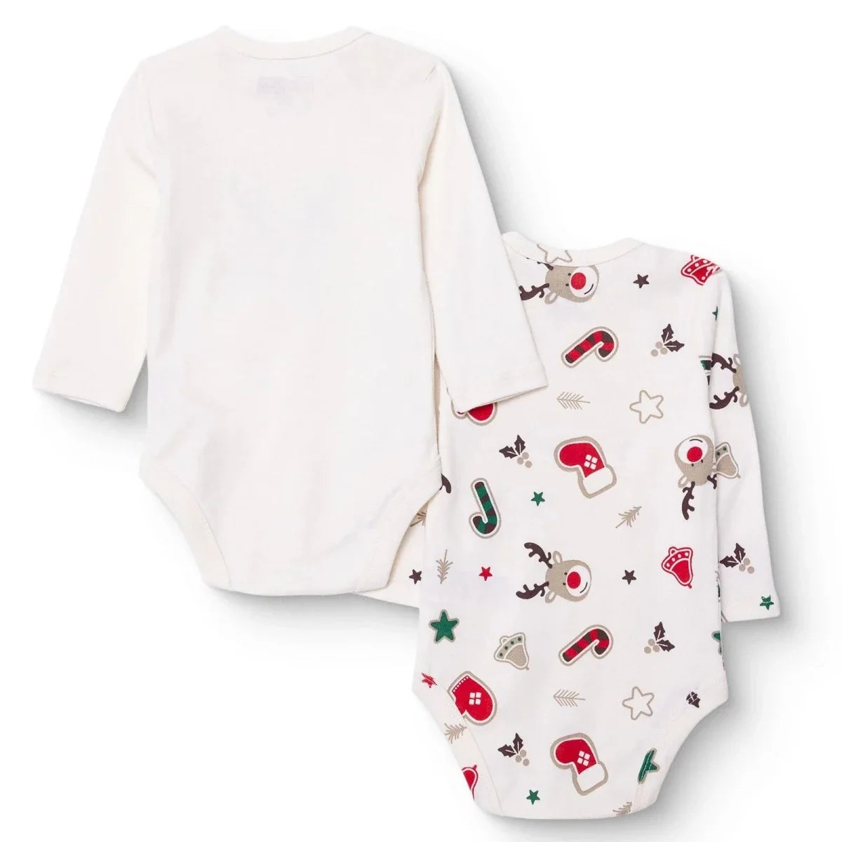 HelloBaby 2 Pack Festive Print Long Sleeve Baby Bodysuits (1-3 Months to 2-3 Years)