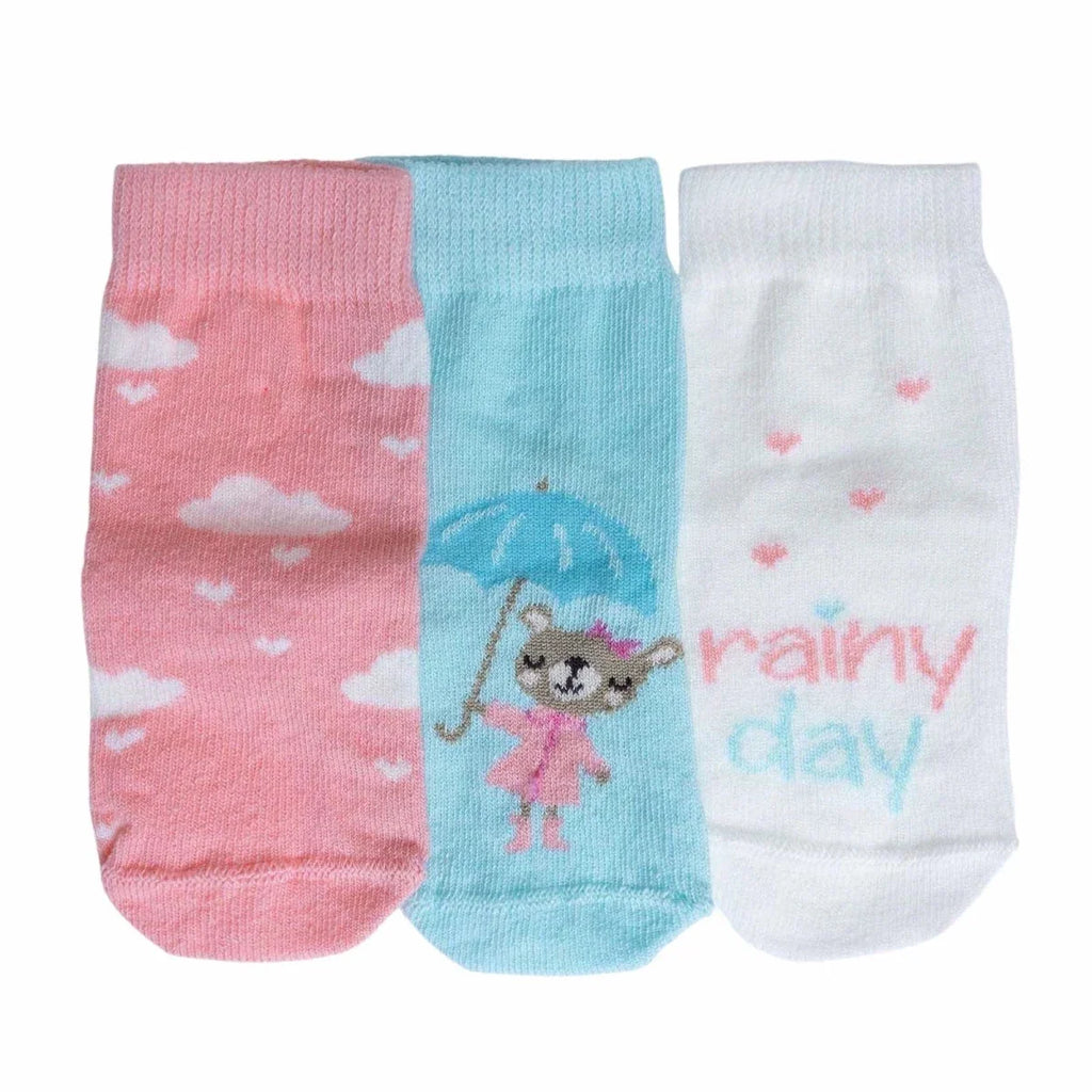 HelloBaby 3 Pack Heart Print Non-Slip Baby Socks (Newborn to 4-5 Years) - Pink Printed