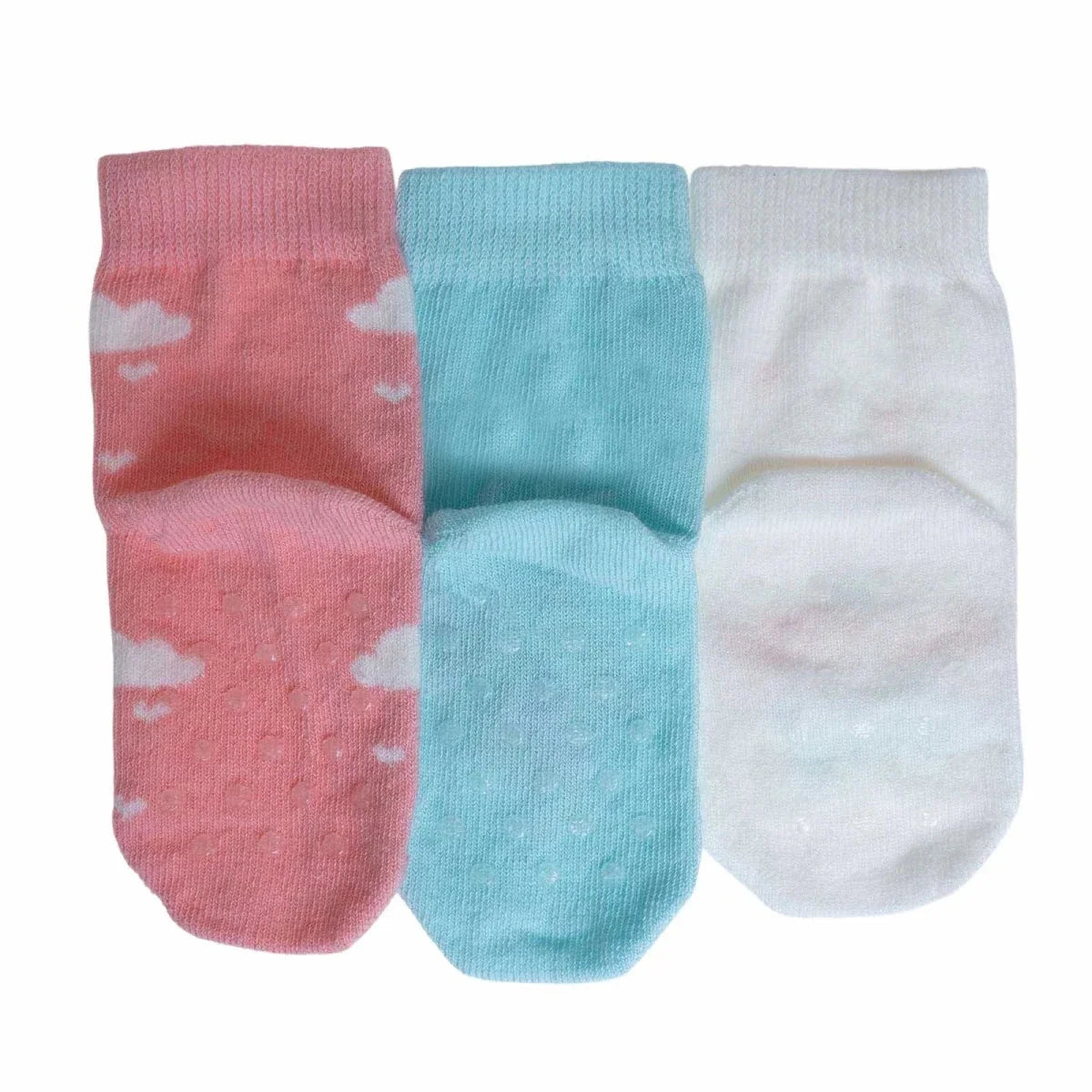 HelloBaby 3 Pack Heart Print Non-Slip Baby Socks (Newborn to 4-5 Years) - Pink Printed