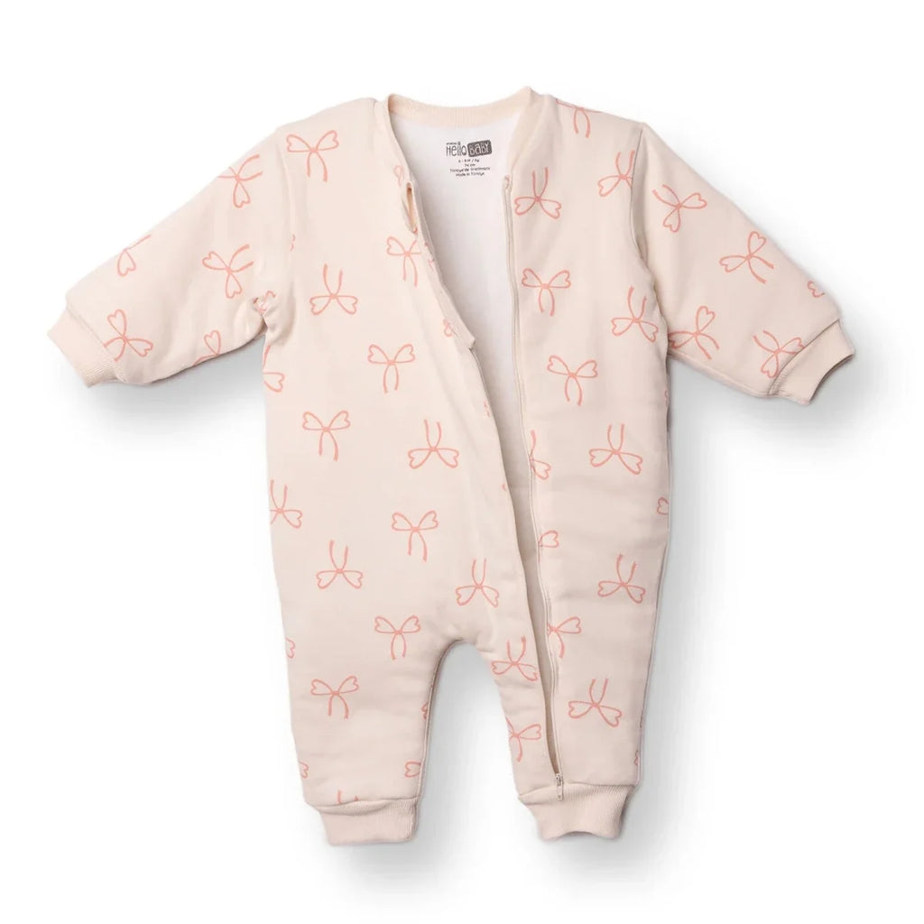 HelloBaby Bow Print 2.5 Tog Long Sleeve Baby Sleep Bag with Legs (9 Months to 5 Years) - Salmon