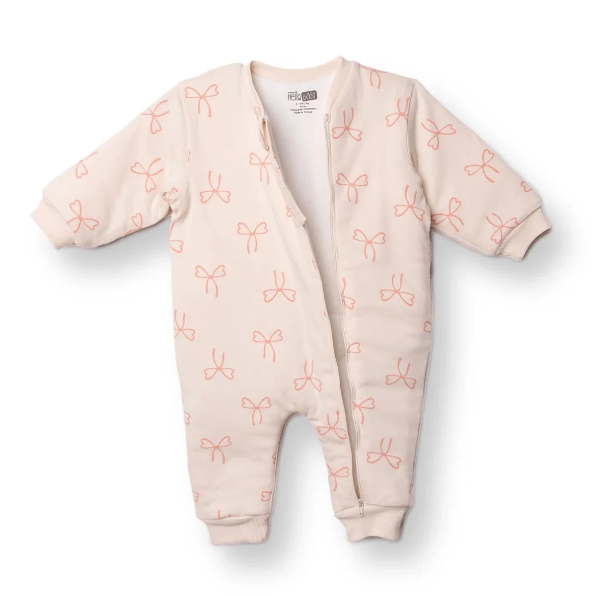 HelloBaby Bow Print 2.5 Tog Long Sleeve Baby Sleep Bag with Legs (9 Months to 5 Years) - Salmon