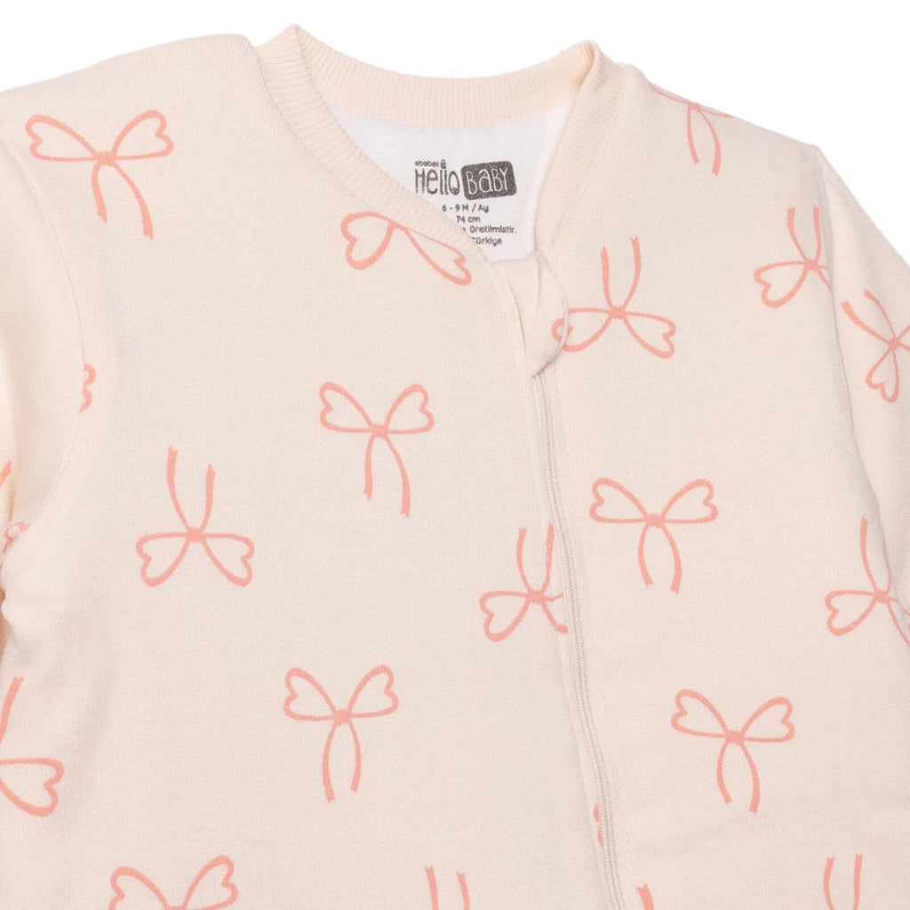 HelloBaby Bow Print 2.5 Tog Long Sleeve Baby Sleep Bag with Legs (9 Months to 5 Years) - Salmon