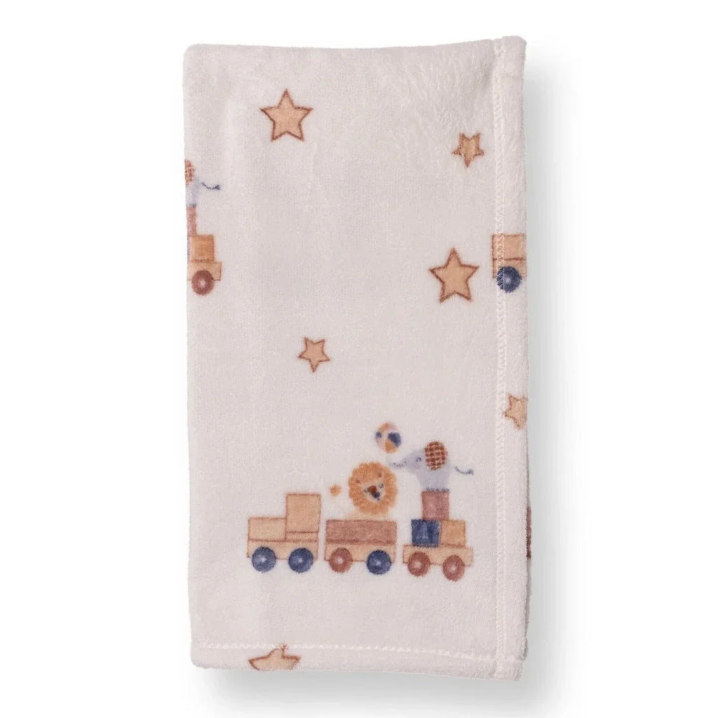 Little Dreams Train Print Wellsoft Fleece Baby Blanket (90 x 110 cm) - Ecru