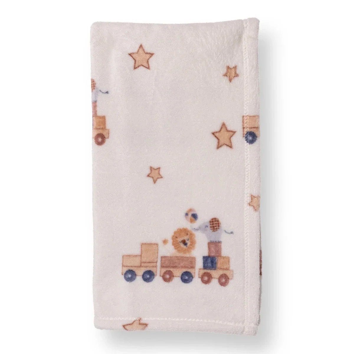 Little Dreams Train Print Wellsoft Fleece Baby Blanket (90 x 110 cm) - Ecru