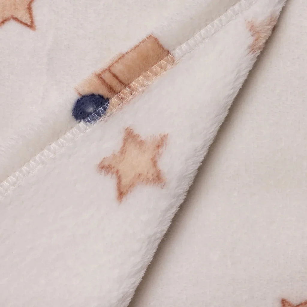 Little Dreams Train Print Wellsoft Fleece Baby Blanket (90 x 110 cm) - Ecru
