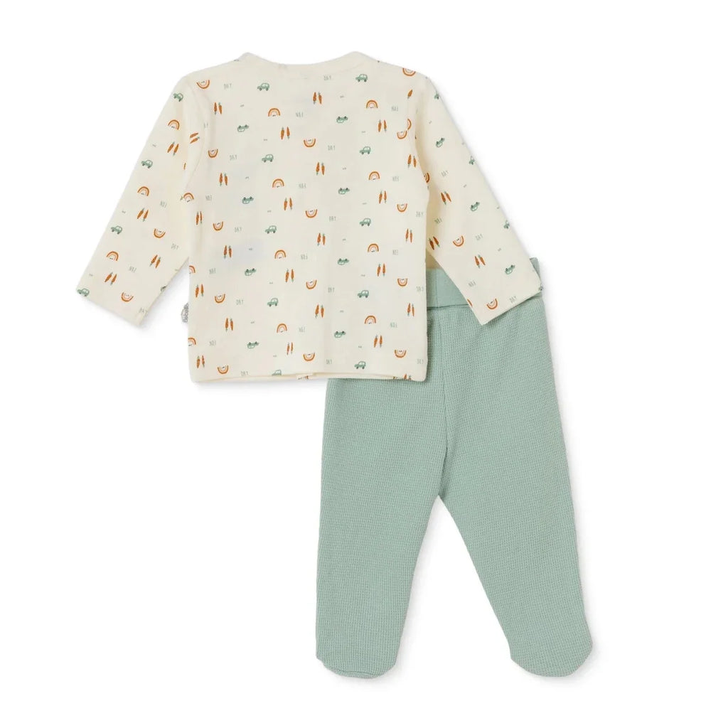 Bebetto Car Print Baby Cardigan & Footed Leggings Set (Newborn to 6-9 Months) - Multicolour