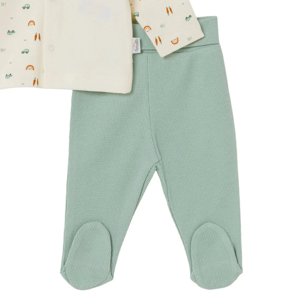 Bebetto Car Print Baby Cardigan & Footed Leggings Set (Newborn to 6-9 Months) - Multicolour