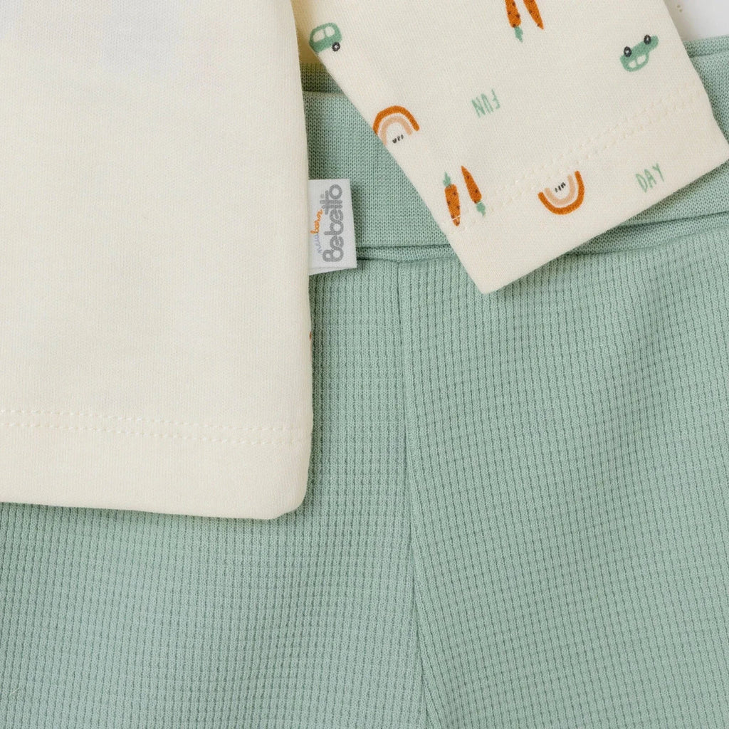 Bebetto Car Print Baby Cardigan & Footed Leggings Set (Newborn to 6-9 Months) - Multicolour