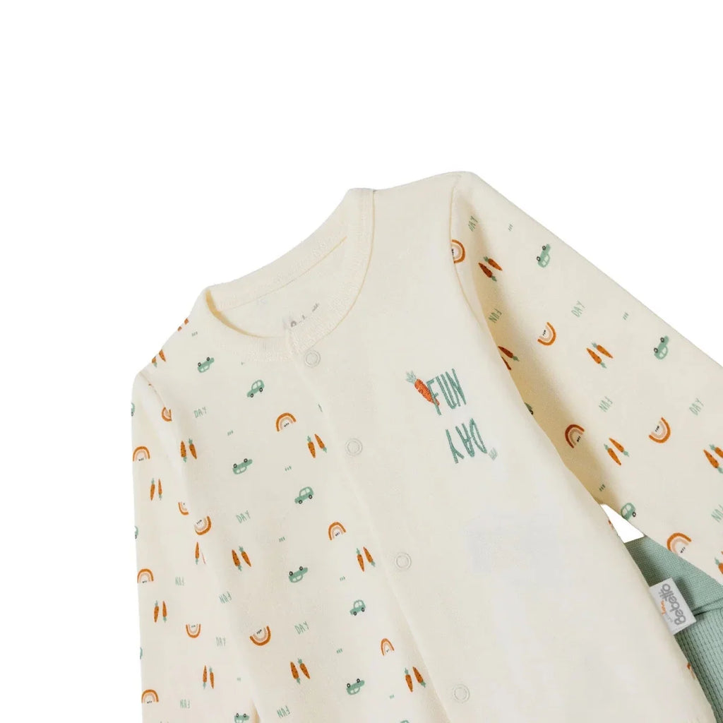 Bebetto Car Print Baby Cardigan & Footed Leggings Set (Newborn to 6-9 Months) - Multicolour