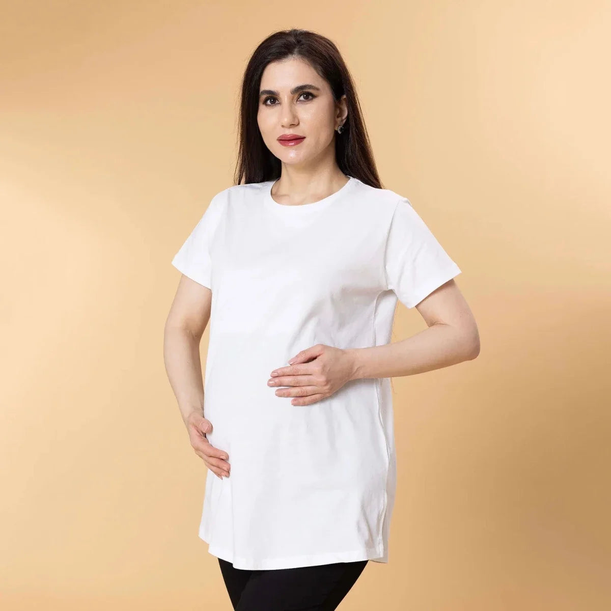 Baby Mom Plain Women's Maternity Short Sleeve T-Shirt (S to 2XL) - White