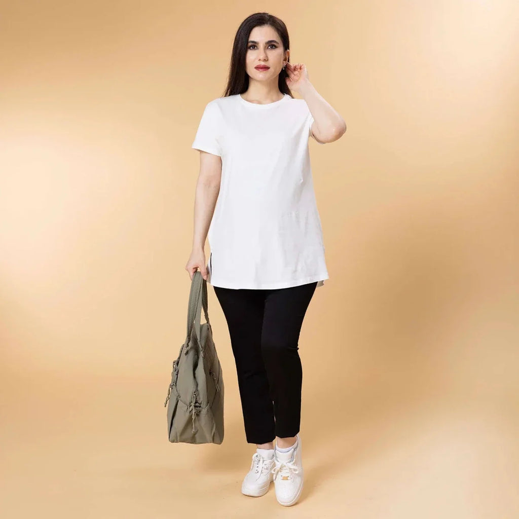 Baby Mom Plain Women's Maternity Short Sleeve T-Shirt (S to 2XL) - White