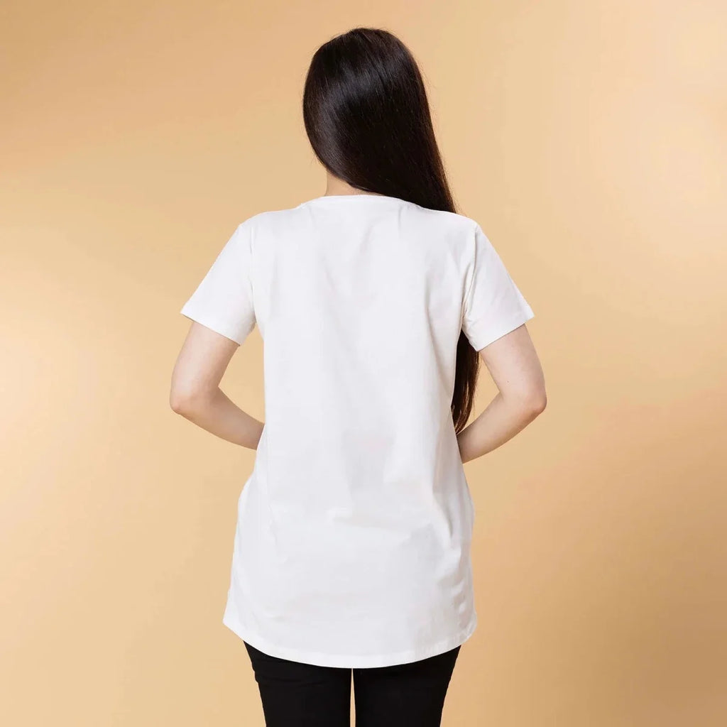 Baby Mom Plain Women's Maternity Short Sleeve T-Shirt (S to 2XL) - White