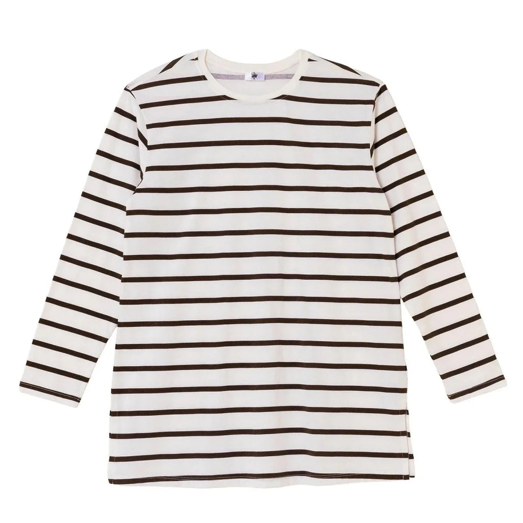 Baby Mom Striped Women's Maternity Long Sleeve T-Shirt (S to 2XL) - Brown Printed