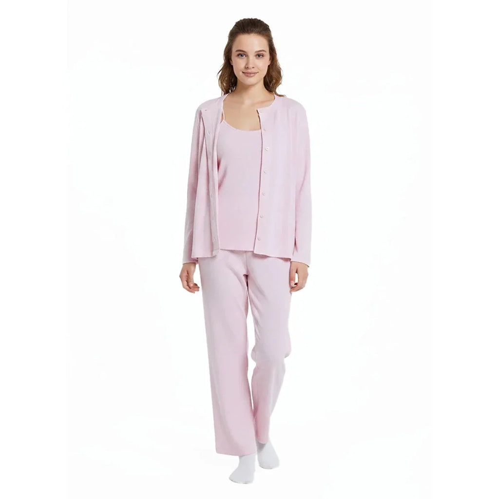 Baby Mom Women's Crew Neck Button Front Pyjama Set (S to 2XL) - Pink
