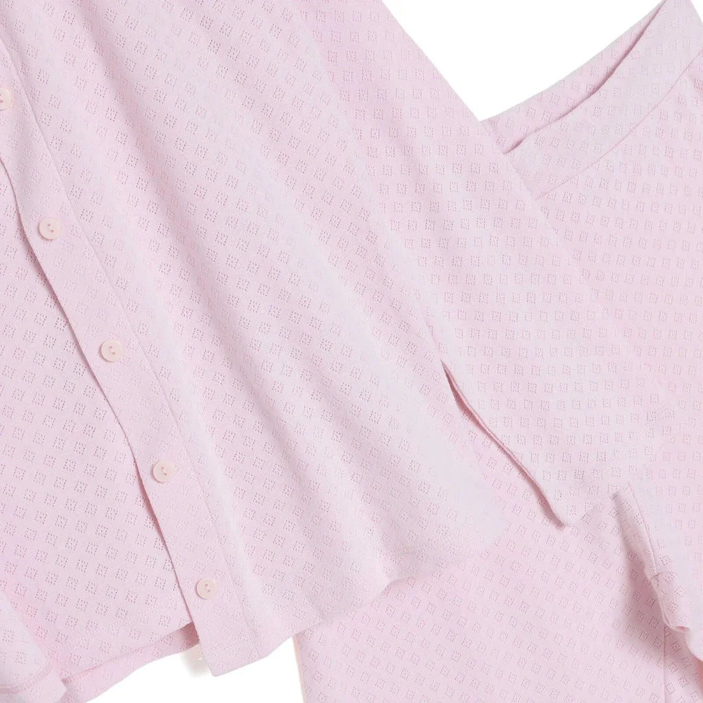 Baby Mom Women's Crew Neck Button Front Pyjama Set (S to 2XL) - Pink