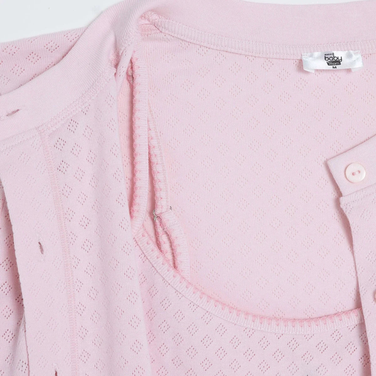 Baby Mom Women's Crew Neck Button Front Pyjama Set (S to 2XL) - Pink