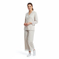 Baby Mom Women's V-Neck Button Front Pyjama Set (S to 2XL) - Beige