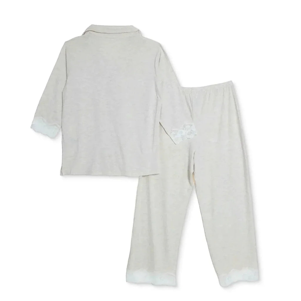 Baby Mom Women's V-Neck Button Front Pyjama Set (S to 2XL) - Beige