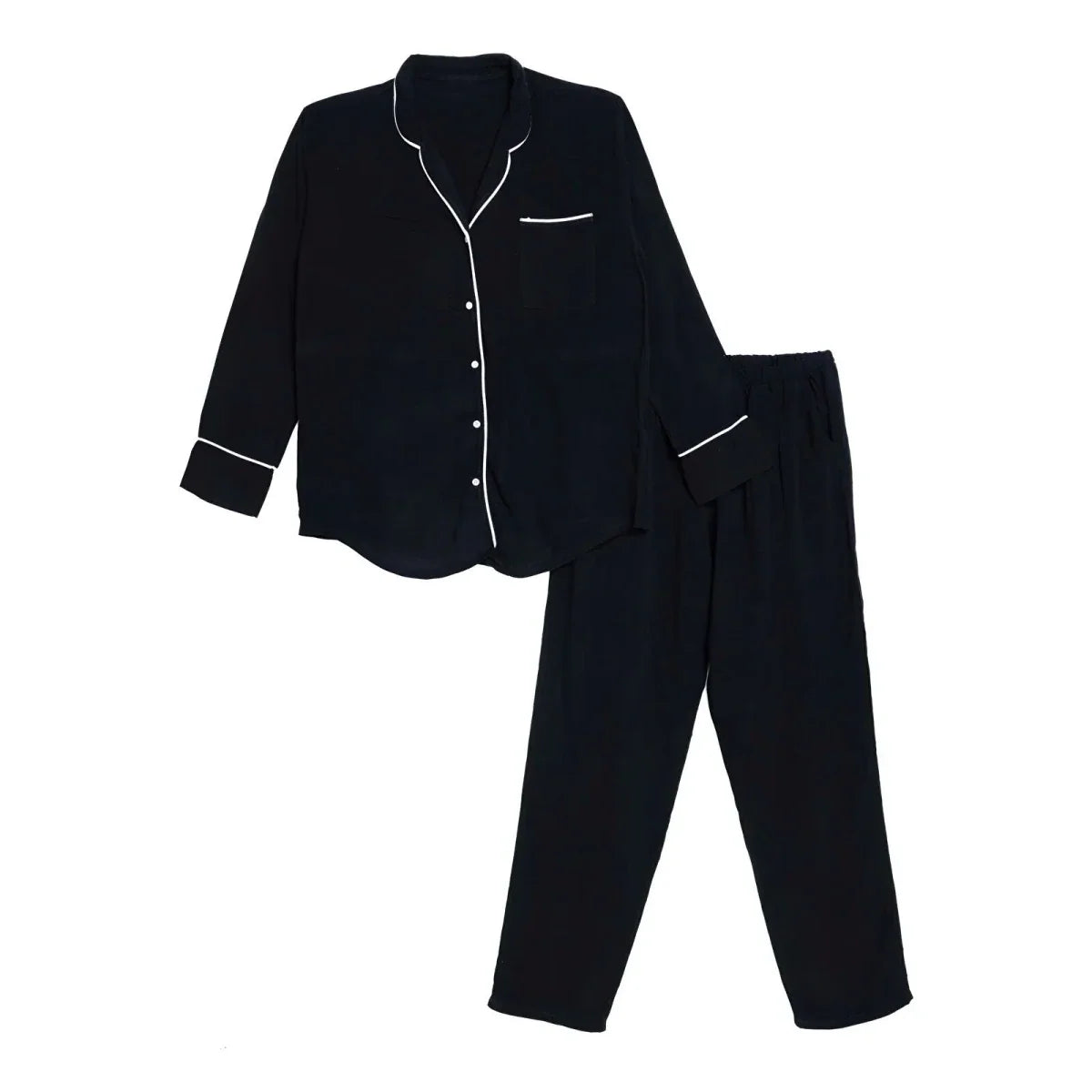 Baby Mom Buttoned Women's Maternity Long Sleeve Viscose Pyjama Set (S to 2XL) - Black