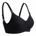 Baby Mom Women's Seamless V-Neck Non-Padded Nursing Bra - Black